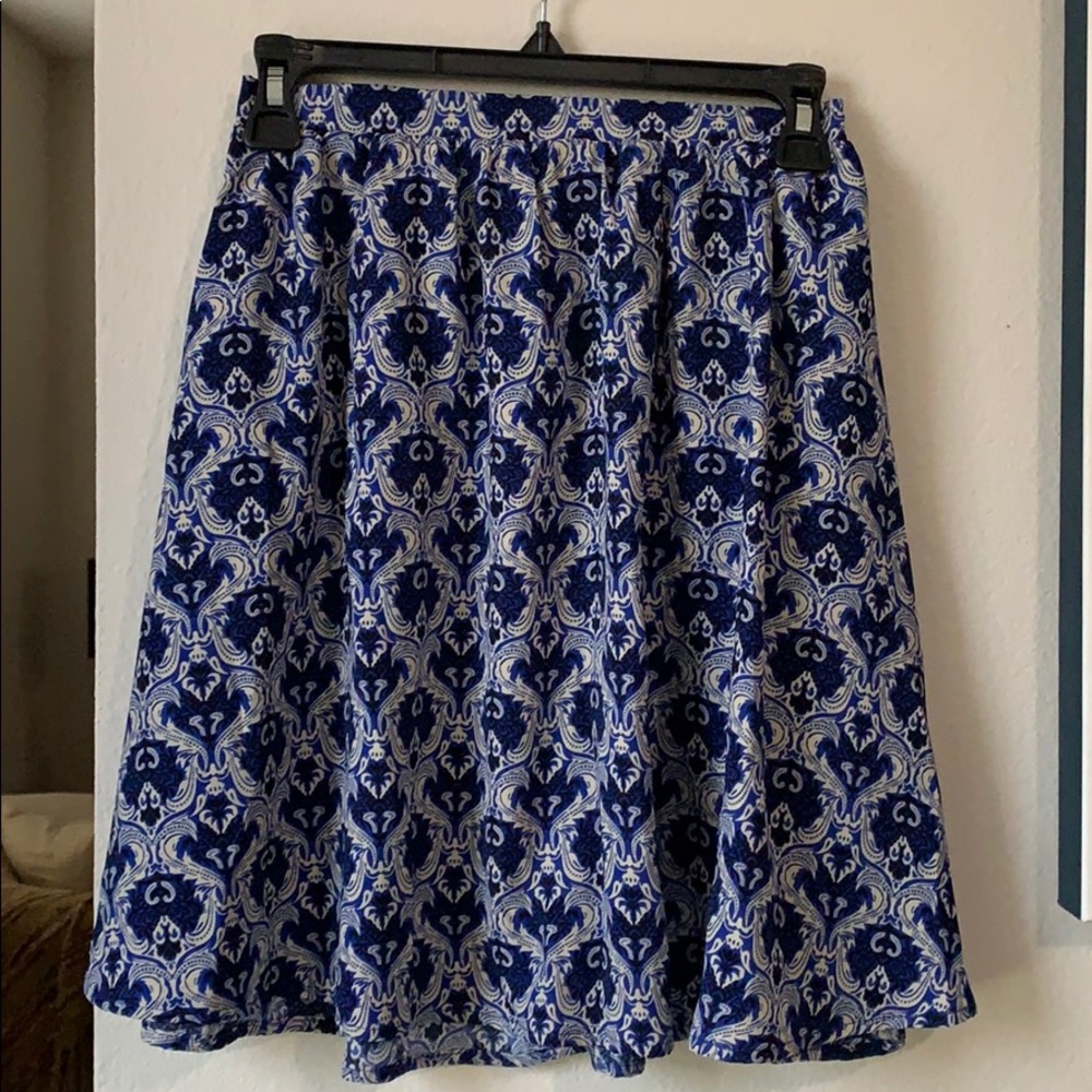 Blue pattern skater skirt!